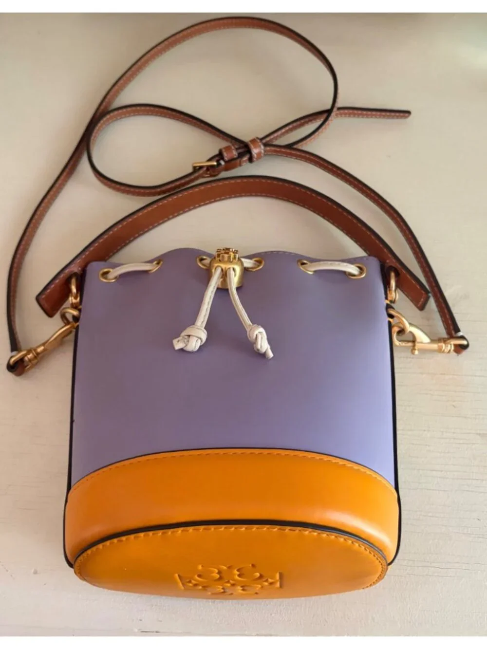 Tory Burch Colorblock Bucket Bag Multicolor Summer Crossbody Tote - Picture 9 of 15